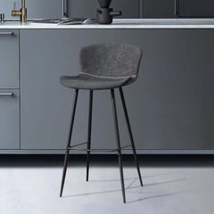 Modern Brown Metal Counter Stool with Footrest and Comfortable PU Leather Seat