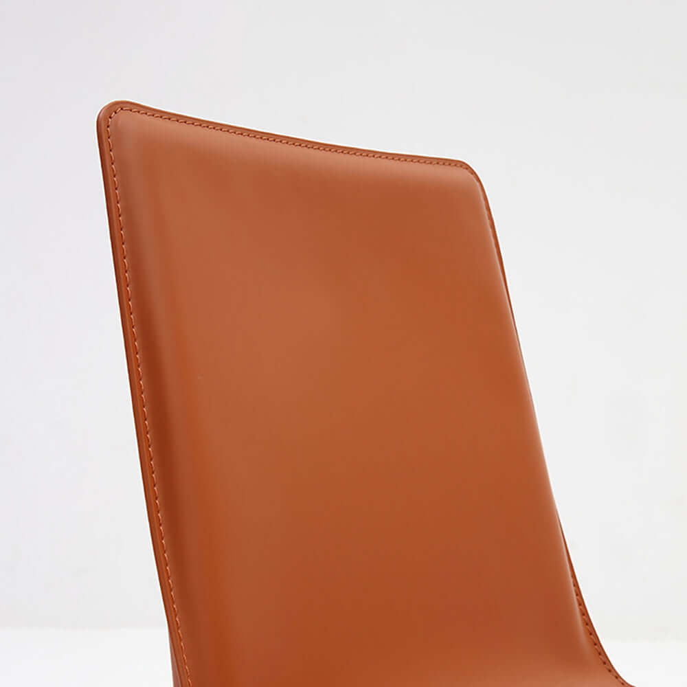 Gray Saddle Leather High Back Dining Chairs - Set of 2 for Contemporary Dining Room Ambiance