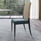 Chic white and blue leather high back chair for a luxurious and sophisticated dining experience