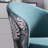 Upholstered Blue Velvet Dining Chair Curved Back Modern Arm Chair