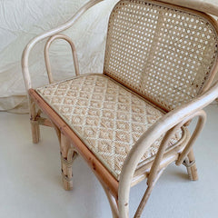 Little one's handmade rattan loveseat with soft pillow