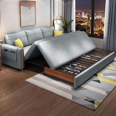 Modern OffWhite Arm Full Sleeper Sofa Bed with Storage & Side Pockets