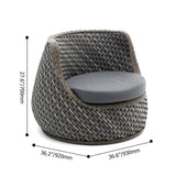 Dark Gray Outdoor Patio Rattan Armchair with Cushions