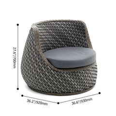 Elegant Dark Gray Outdoor Patio Rattan Armchair with Cushions for Stylish Outdoor Living