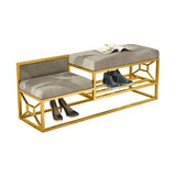 39.4" Black Shoe Storage Bench Entryway Bench Velvet Upholstered with Metal Frame