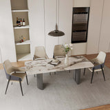 Modern Khaki PU Leather Upholstered Dining Chairs (Set of 2) with Solid Back
