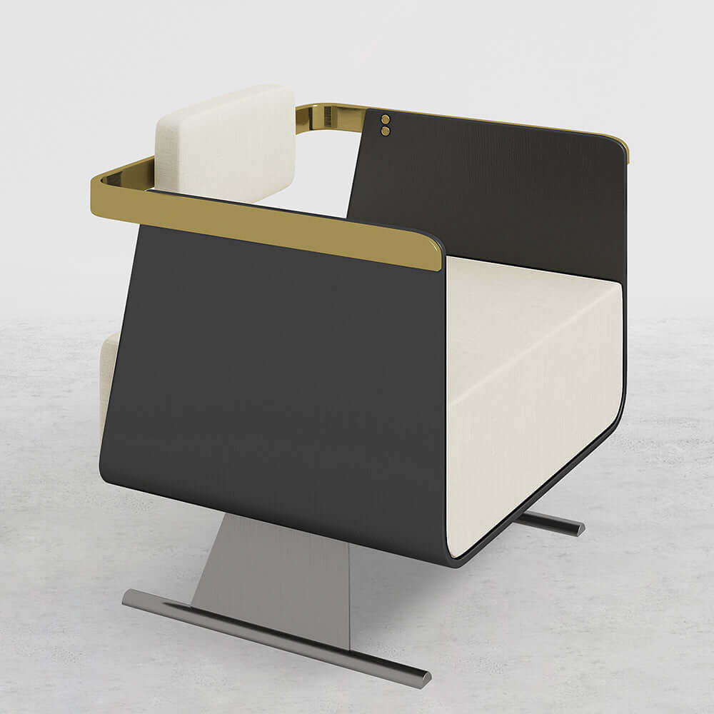 Walnut Modern Accent Chair Upholstered Cotton & Linen Accent Chair Secondary image