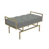 31.5'' Modern Gray Faux Leather Upholstered Bench with Gold Metal Legs