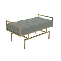 Contemporary 31.5'' gray faux leather bench with sleek gold metal legs