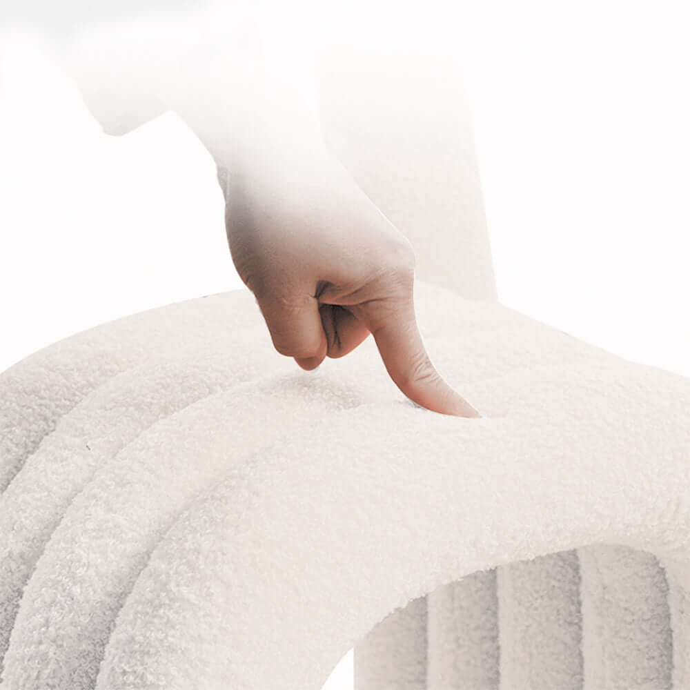 Two Modern White Boucle Sherpa Dining Room Chairs