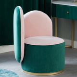 Modern Green & Pink Velvet Sidechair Upholstered Single Chair Gold Base Metal