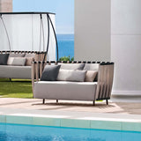 2Seater Outdoor Sofa with Ash Wood Frame and Cushion Back