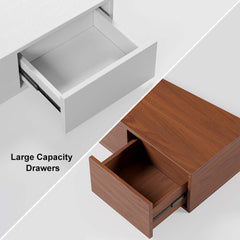 Rectangular wood coffee table with dual storage drawers and sleek design