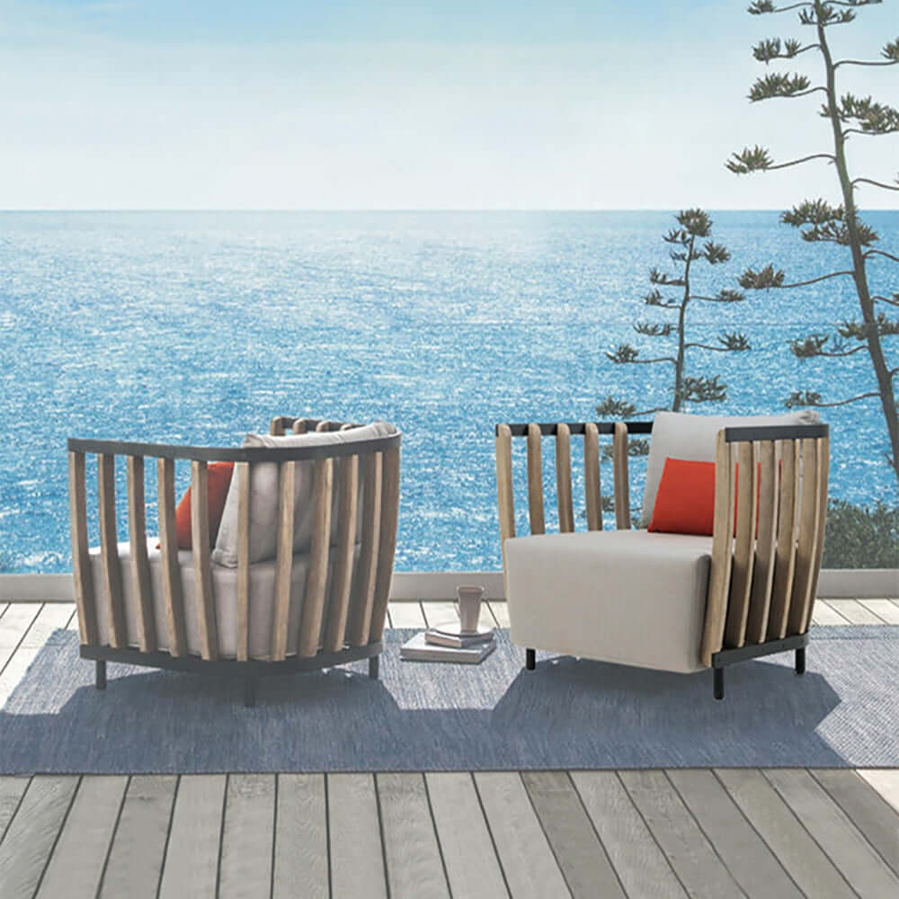 Patio Barrel Chair mit Eschenholzrahmen und Kissenrücken Zweitbild