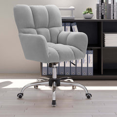 Sleek cotton and linen upholstered office chair with swivel and adjustable height for modern work environments