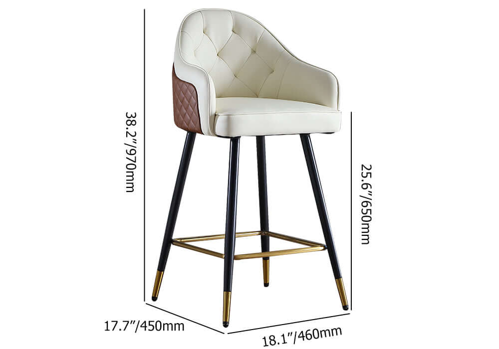 Stylish beige bar stool with full back and armrests for modern living spaces