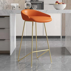 Modern bar stool with luxurious PU leather upholstery and elegant gold finish