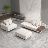 126" LShaped Blue Modular Sectional Sofa Chaise with Ottoman for Living Room
