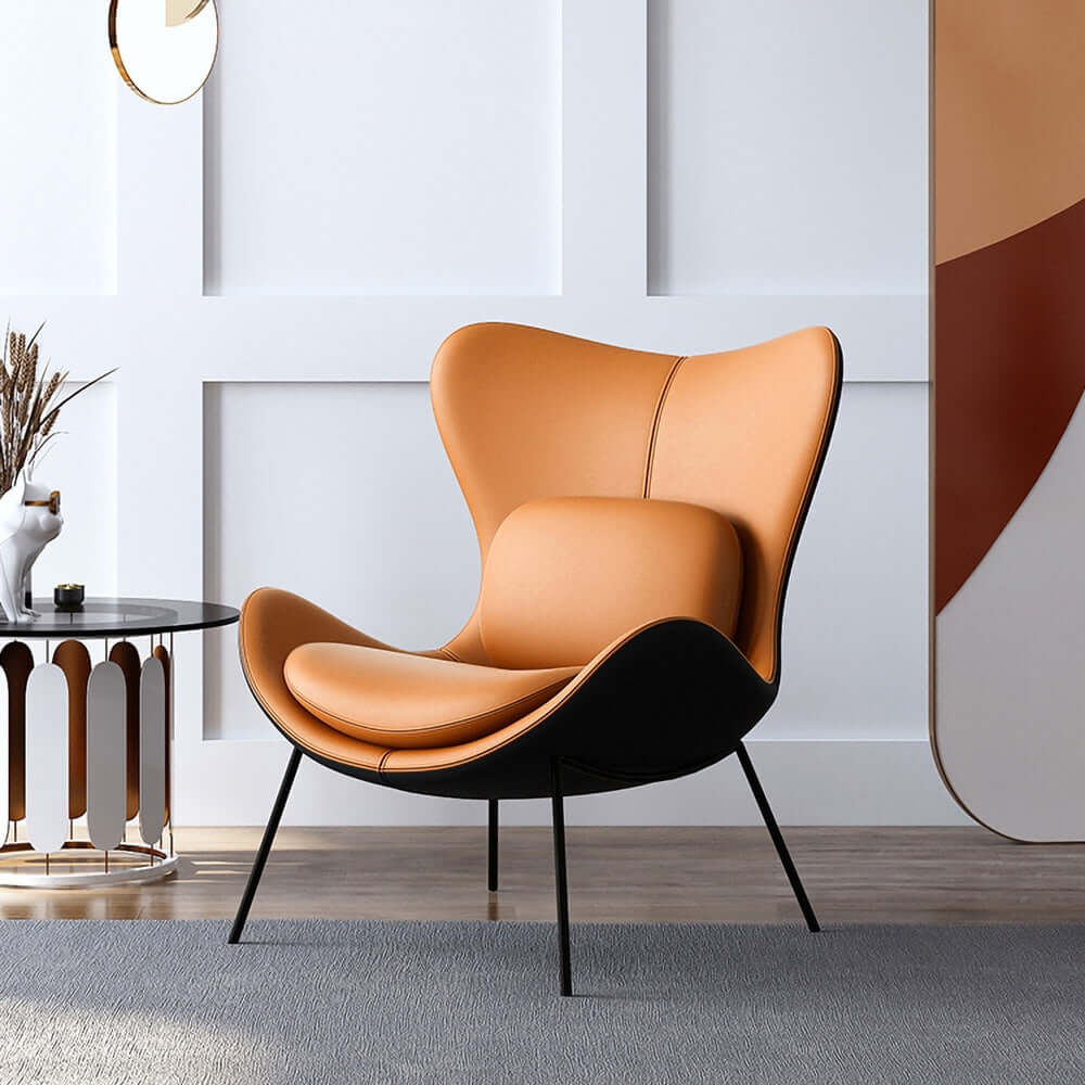 Modern orange and black accent chair with luxurious PU leather upholstery Main image