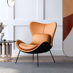 Modern orange and black accent chair with luxurious PU leather upholstery