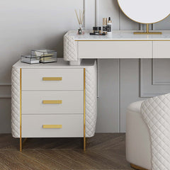 Stylish Extendable White Dressing Table Set with Mirror and Seat