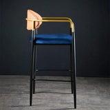 Orange Velvet Upholstered Gold Bar Stool MidCentury Counter Height Arm Chair