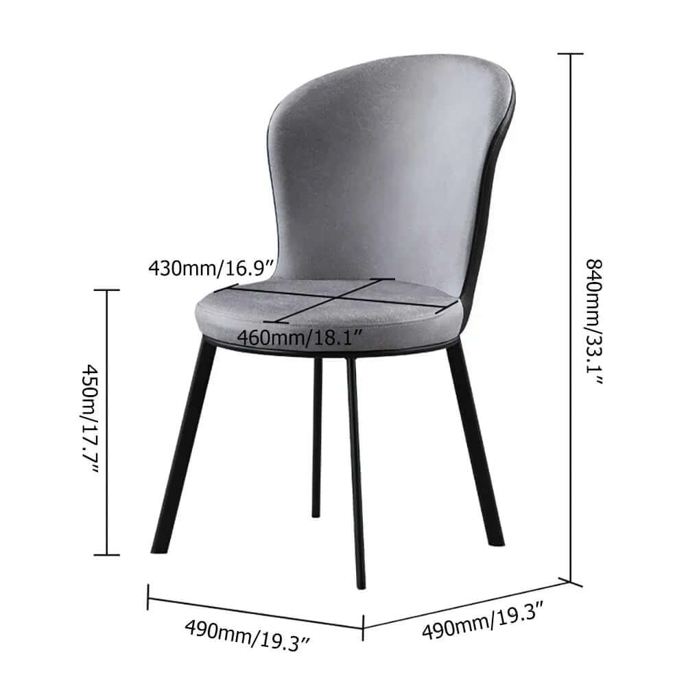 Black leathaire upholstered dining chair with high back, 2-piece set