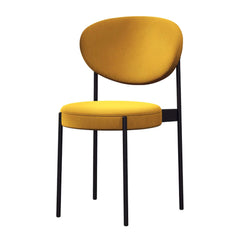 Chic set of 2 upholstered dining chairs in yellow, adding brightness to the room