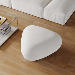 26.8 inch wide modern white velvet upholstered ottoman novelty footstool for elegant living room decor