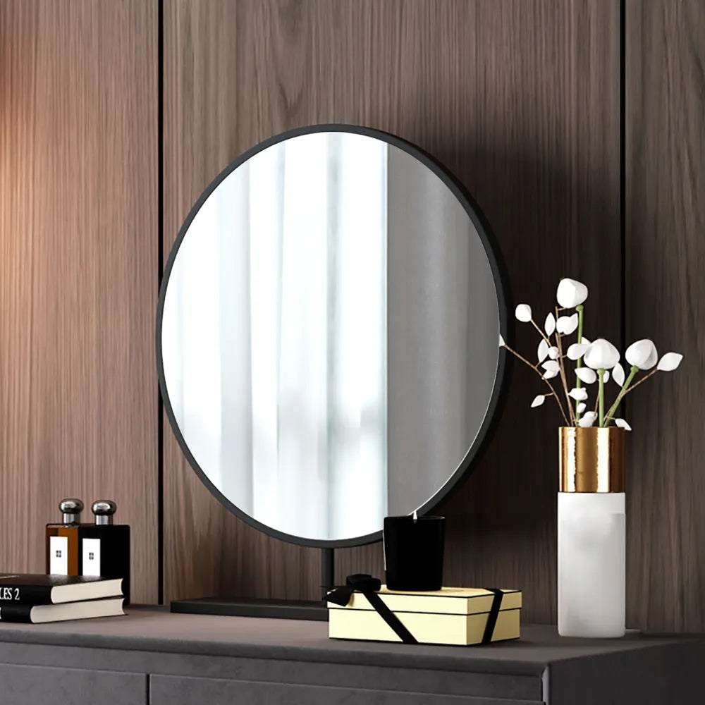 Modern Gray Makeup Vanity Set with Velvet Surface Dressing & Mirror & Stool in Large