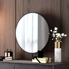 Chic gray vanity table with luxurious velvet surface dressing, mirror, and stylish stool