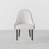 Modern PU Leather Set of 2 Dining Chairs in White & Orange with Metal Legs