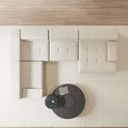 Contemporary LShaped Off White Velvet Sectional Sofa with Chaise