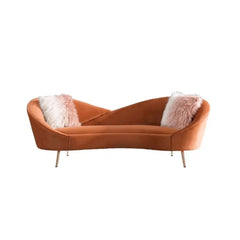 Stunning 92.9-inch Modern Orange Velvet Upholstered Large 3Seater Curved Sofa for Modern Homes