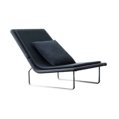 Elegant Black Rattan Lounge Chair with Sturdy Aluminum Frame for Outdoor Spaces