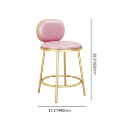 Contemporary beige artificial leather padded round barstool with backrest pair