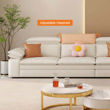 Off White Microfibres Reversible Sleeper Sectional Sofa with Chaise Pull Out Sofa Bed