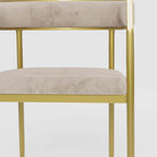 Modern Gray Upholstered Accent Arm Chair with Velvet Fabric and Gold Legs for Luxurious Interiors