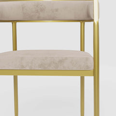 Modern Gray Upholstered Accent Arm Chair with Velvet Fabric and Gold Legs for Luxurious Interiors