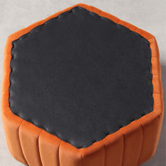 Gray hexagonal pouf ottoman, 18.5-inch wide velvet ottoman