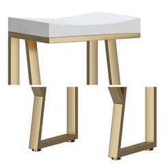 Elegant 25.6" White Wooden Backless Barstool with Gold Footrest for Contemporary Interior Design