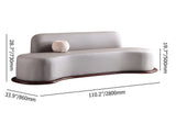110.2" Modern Gray Faux Leather 5 Seaters Curved Sofa with Low Back Wooden Base
