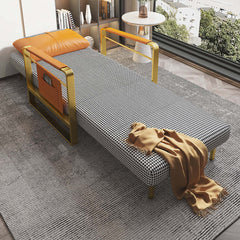 Modern Orange Houndstooth Single Sofabed Convertible Sleeper - Comfortable and Space-Saving Design