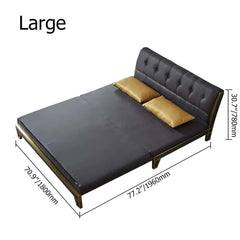 71 inch modern black tufted faux leather convertible sofa bed