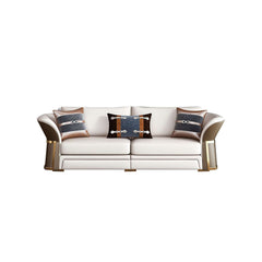 Sleek Brown & White Faux Leather Living Room Sofa Set - 3-Piece Designer Collection