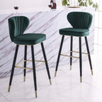 Contemporary backrest barstools in striking blue velvet upholstery set of 3