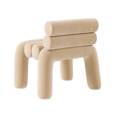 Beige Velvet Accent Chair Upholstery Horizontal Channeled for Living Room - Sleek and stylish upholstery chair for relaxation