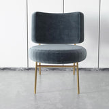 Deep Gray Velvet Accent Chair Modern Upholstered Armless Chair with Gold Legs