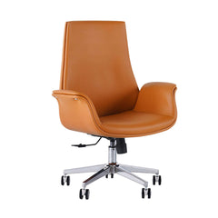 Orange upholstered office chair with swivel design for desk use