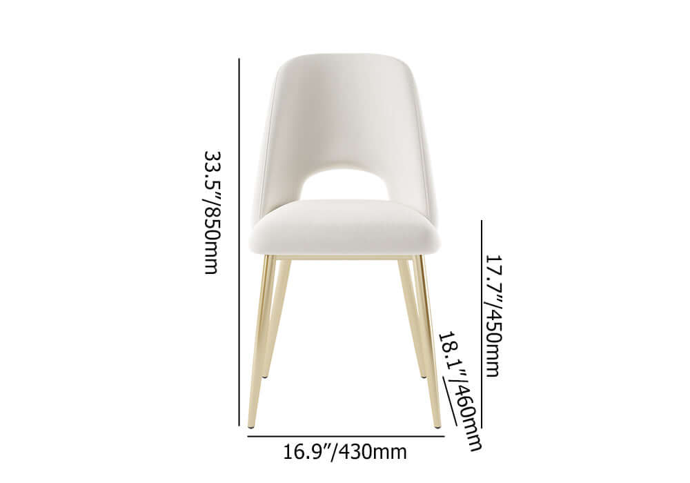 Fashionable black upholstered chairs for dining set of 2 with hollow back and gold accents